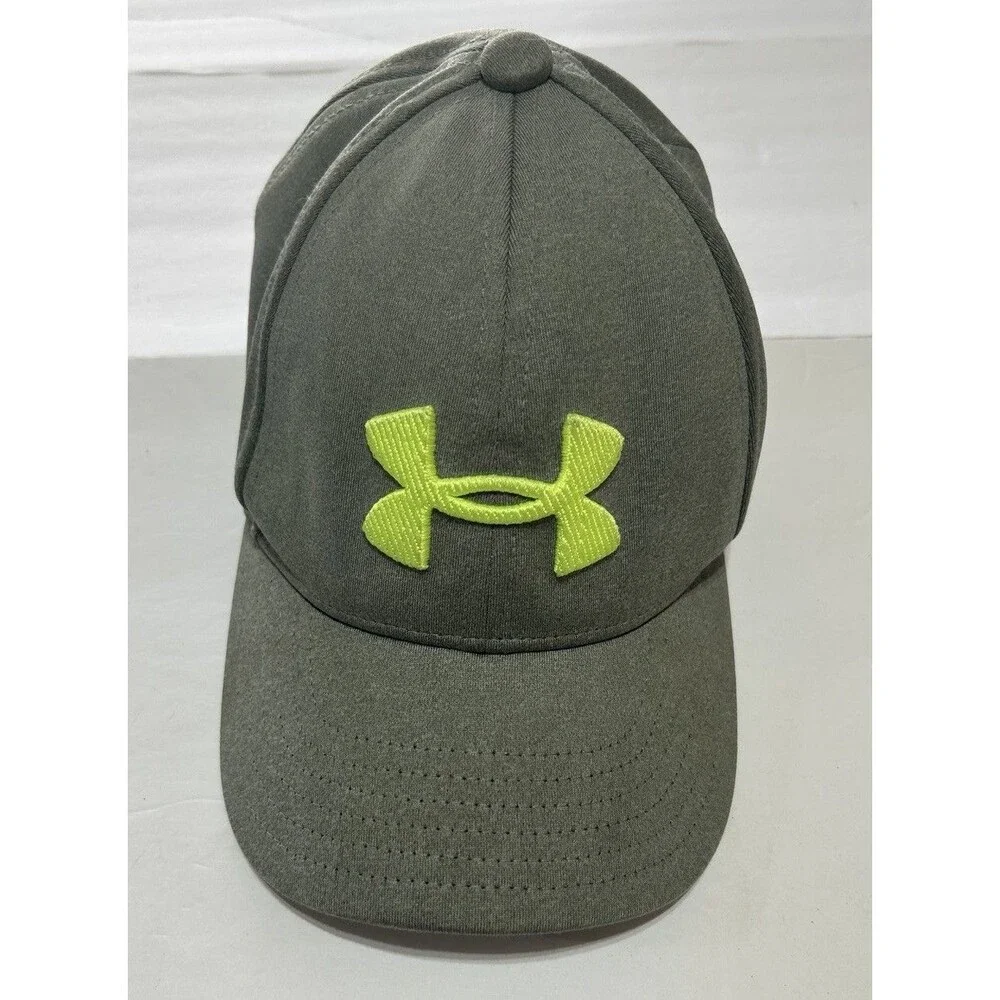 Youth Under Armour Hat Cap Green Neon Logo Adjustable Strap Back Athletic Gear